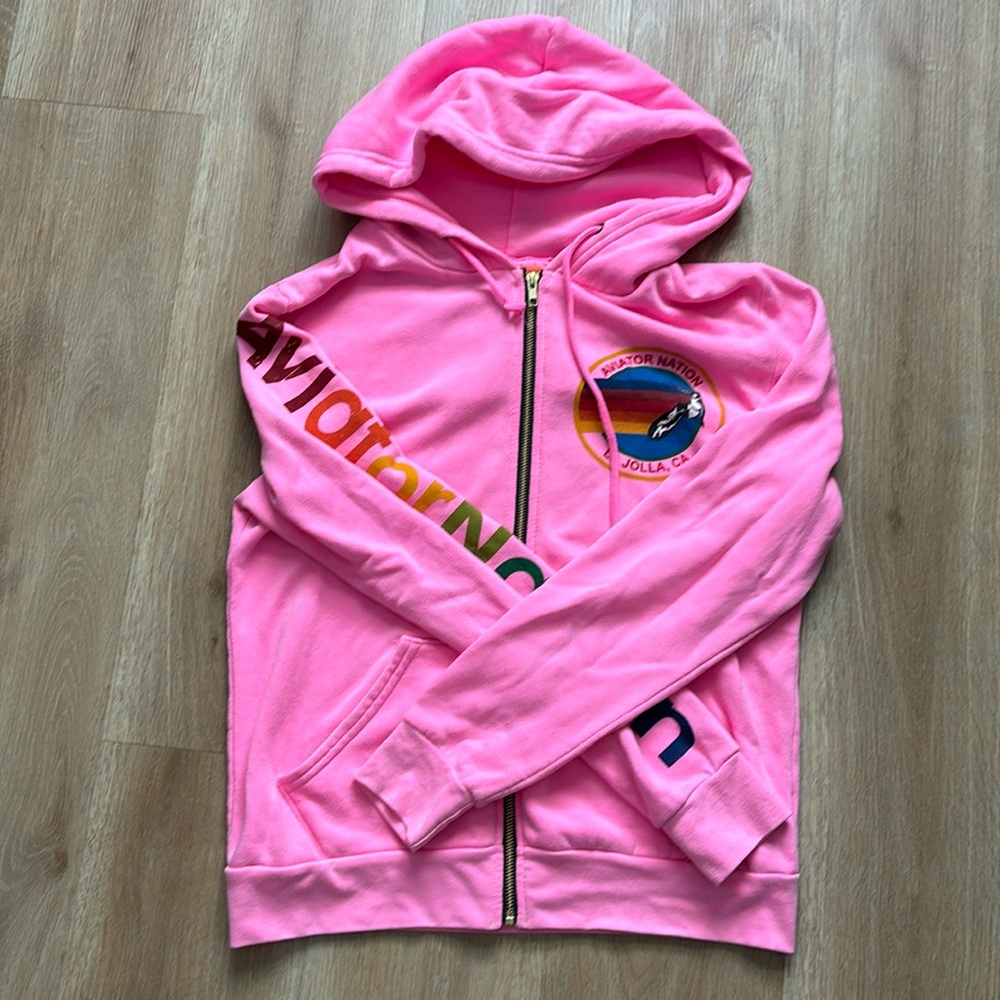 Aviator Nation Pink Zip Up - M